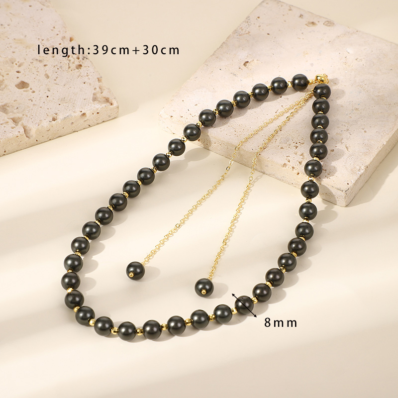 Großhandel Schmuck Elegant Einfacher Stil Runden Glas Perle Messing 18 Karat Vergoldet Perlen Halskette display picture 4