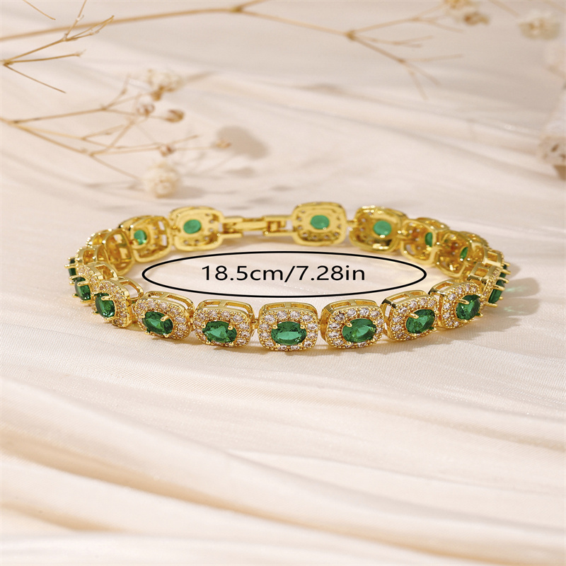 Wholesale Simple Style Shiny Round Copper Inlay 18K Gold Plated Zircon Bracelets display picture 6