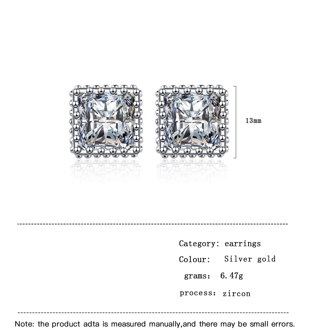 1 Pair Basic Modern Style Classic Style Square Plating Inlay Copper Zircon Ear Studs display picture 6