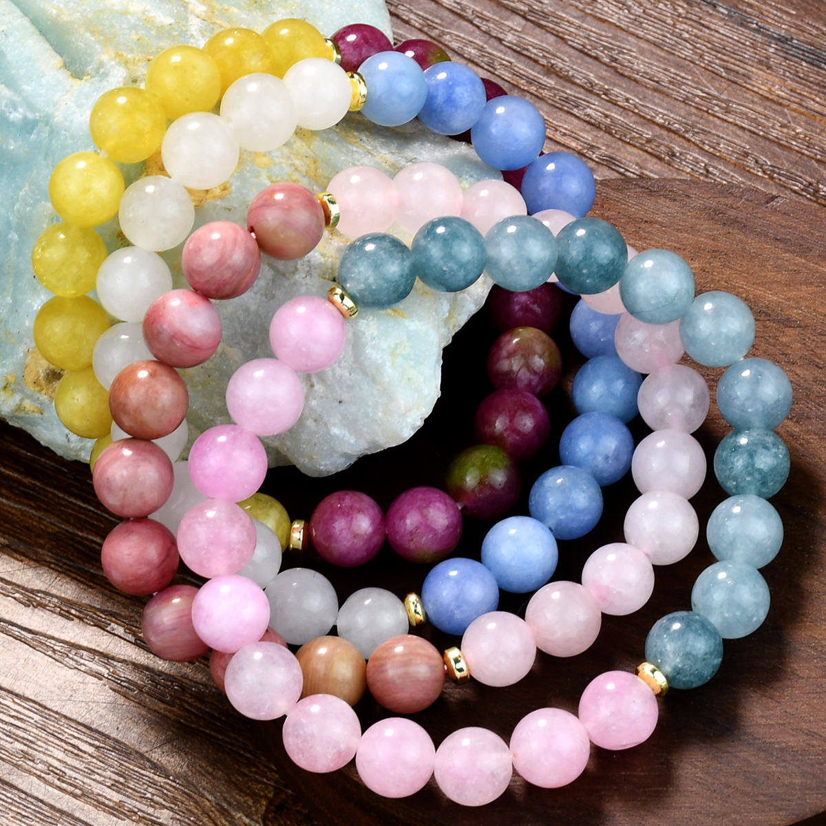 IG Style Classic Style Round Artificial Crystal Natural Stone Beaded Women's Bracelets display picture 2