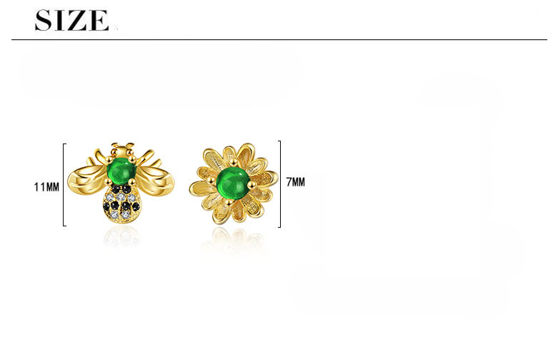 1 Pair Lady Modern Style Classic Style Sun Bee Inlay Copper Zircon Ear Studs display picture 6