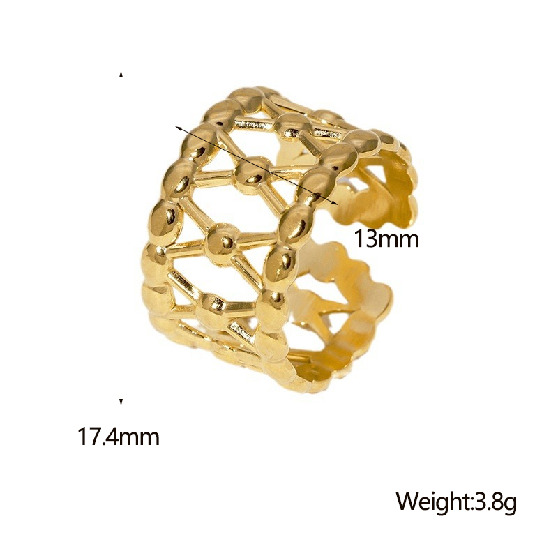 IG Style Vintage Style French Style Geometric 304 Stainless Steel 18K Gold Plated Open Rings In Bulk display picture 1