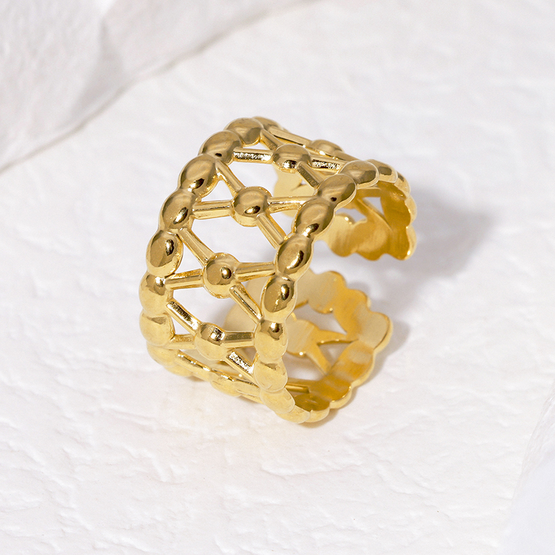 IG-Stil Vintage-Stil Französische Art Geometrisch Edelstahl 304 18 Karat Vergoldet Offener Ring In Masse display picture 4