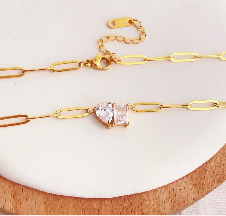 Edelstahl 304 Titan Stahl 18 Karat Vergoldet Elegant Einfacher Stil Überzug Einfarbig Halskette Mit Anhänger display picture 5