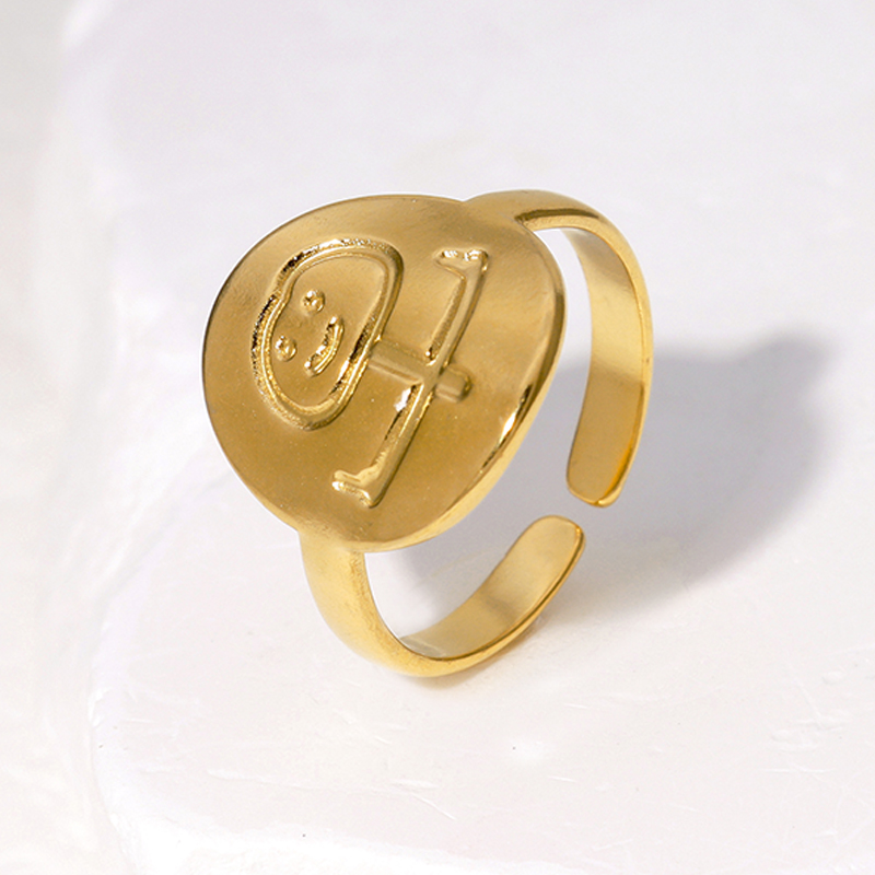IG Style Modern Style Simple Style Smiley Face 304 Stainless Steel 18K Gold Plated Open Rings In Bulk display picture 3