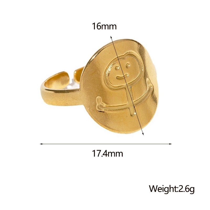 IG Style Modern Style Simple Style Smiley Face 304 Stainless Steel 18K Gold Plated Open Rings In Bulk display picture 1