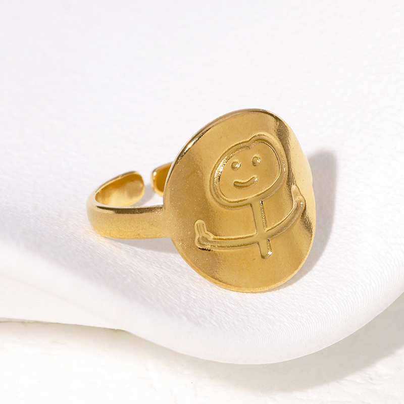 IG Style Modern Style Simple Style Smiley Face 304 Stainless Steel 18K Gold Plated Open Rings In Bulk display picture 4