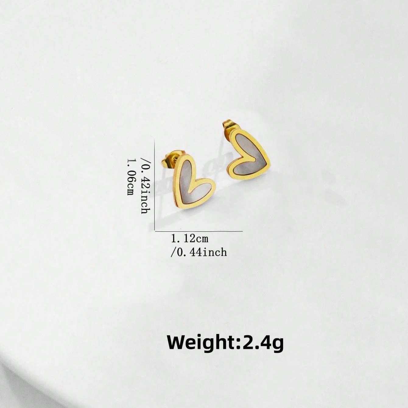 1 Pair Cute Sweet Heart Shape Plating Inlay 304 Stainless Steel Shell 18K Gold Plated Ear Studs display picture 5