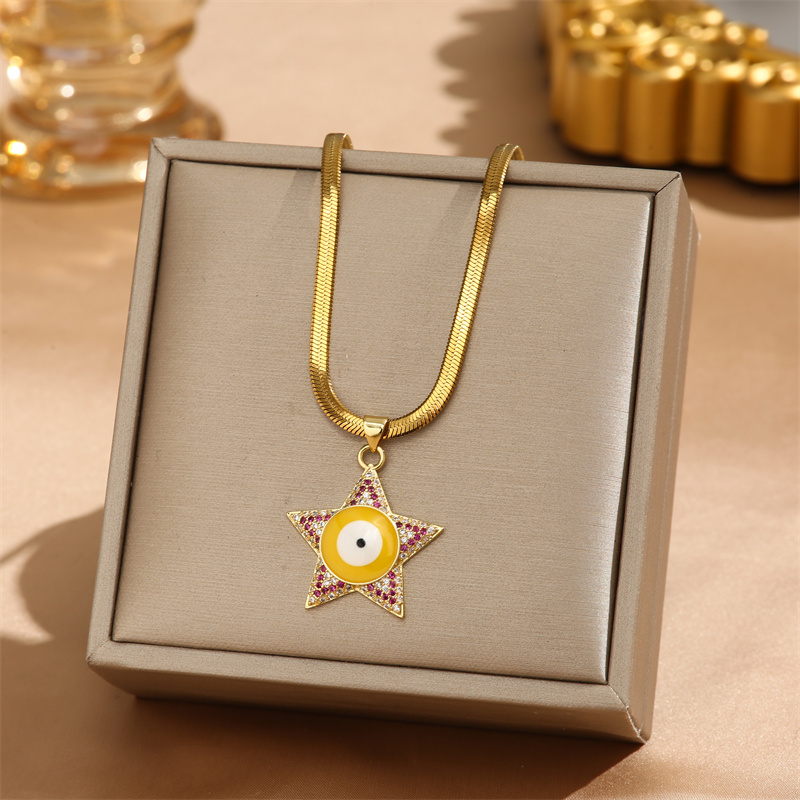 304 Stainless Steel 18K Gold Plated Hip-Hop Plating Inlay Star Zircon Pendant Necklace display picture 5
