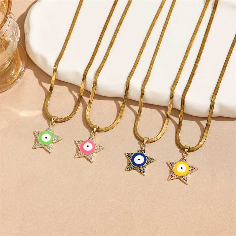304 Stainless Steel 18K Gold Plated Hip-Hop Plating Inlay Star Zircon Pendant Necklace display picture 1