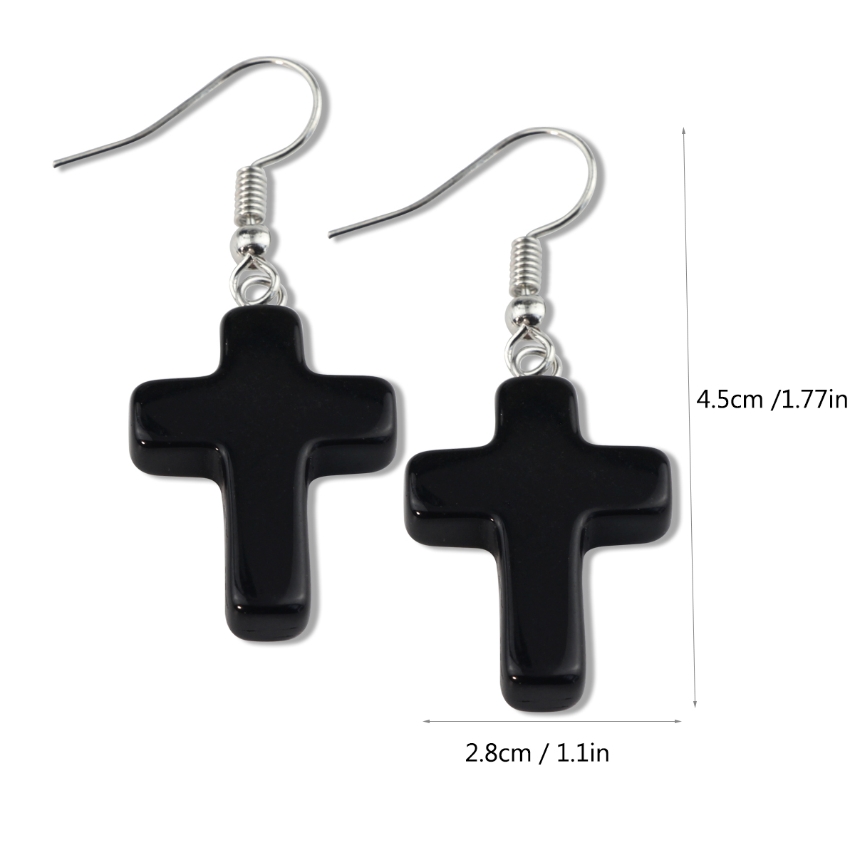 1 Pair Elegant Classical Classic Style Cross Alloy Natural Stone Drop Earrings display picture 5