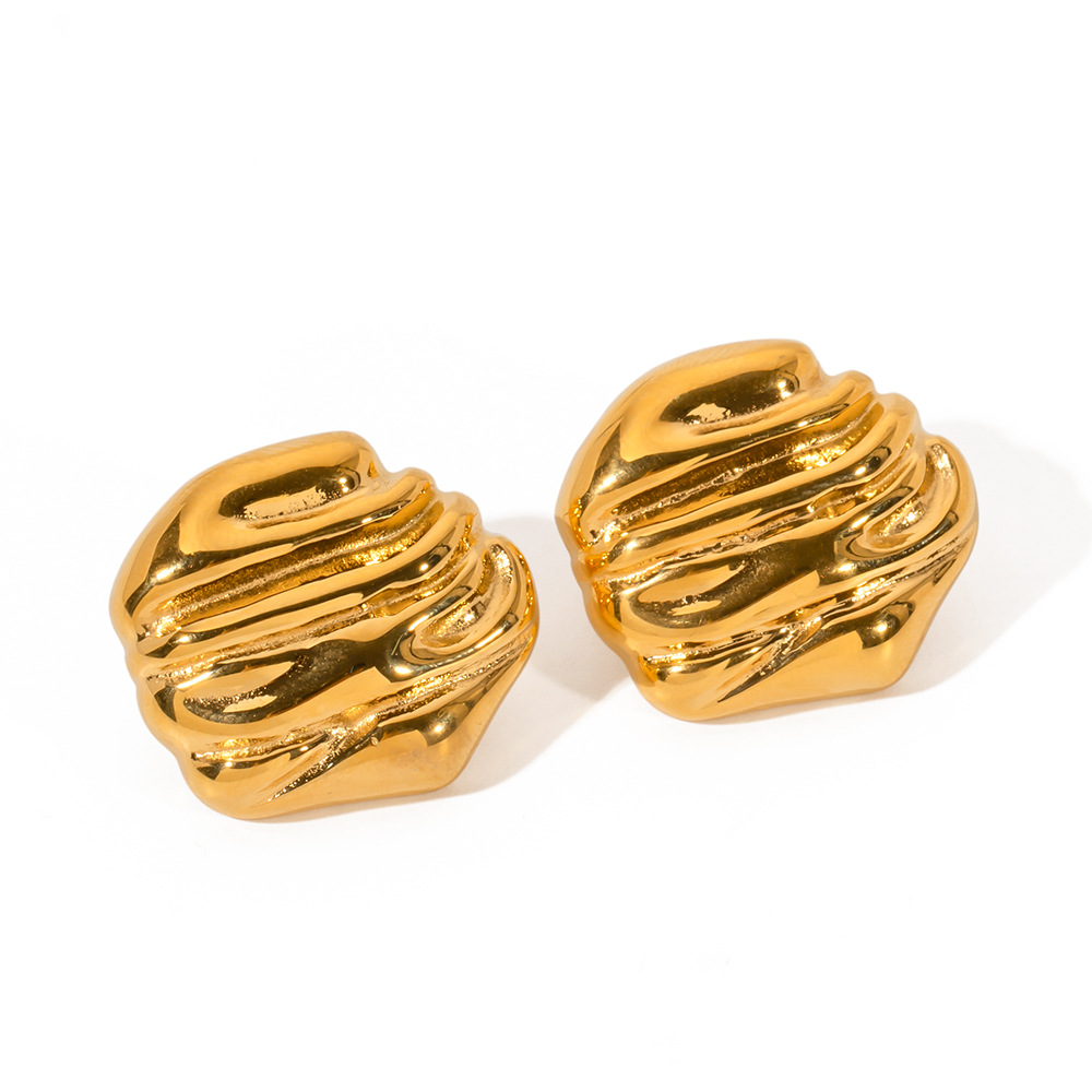1 Pair Retro Classic Style Solid Color Plating 304 Stainless Steel 18K Gold Plated Ear Studs display picture 6