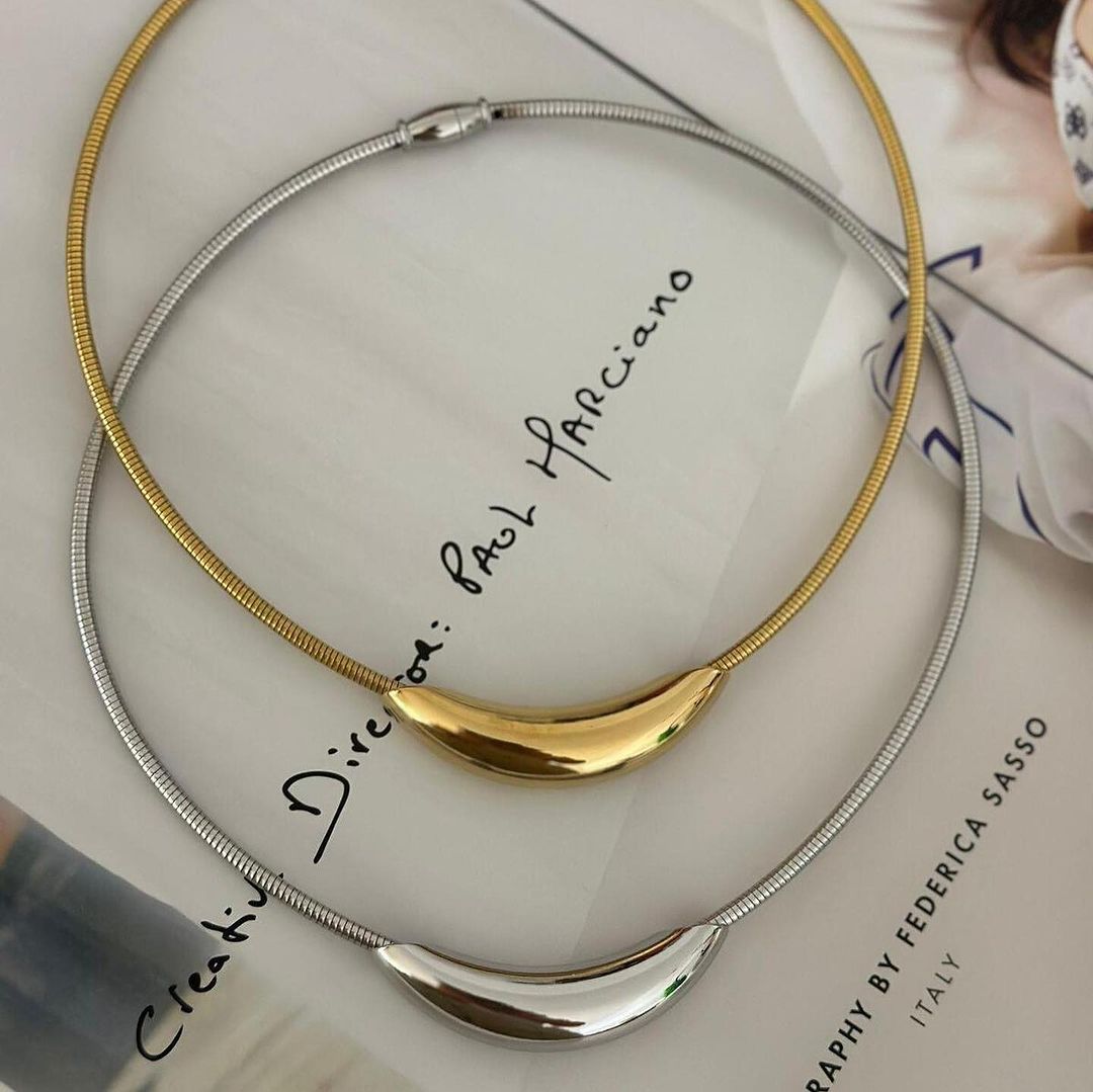 304 Stainless Steel Simple Style Classic Style Plating Solid Color Choker display picture 1
