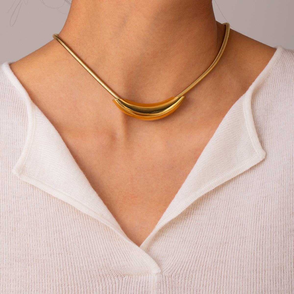 304 Stainless Steel Simple Style Classic Style Plating Solid Color Choker display picture 9