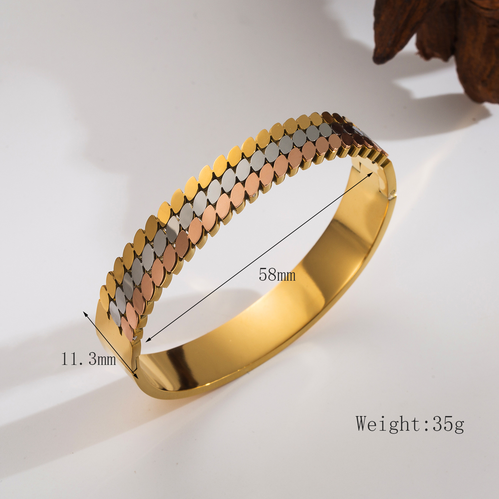 Basic Classic Style Commute Leaves 304 Stainless Steel 18K Gold Plated Bangle In Bulk display picture 3