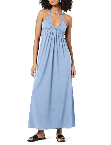 Women's Strap Dress Sexy V Neck Ruched Sleeveless Solid Color Maxi Long Dress Banquet Beach Bar display picture 8