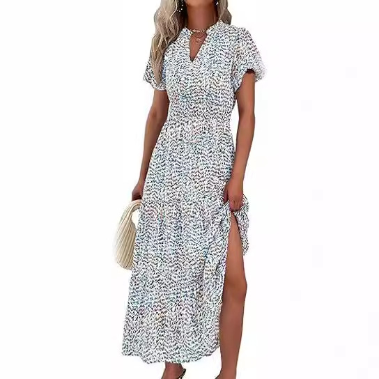 Women's Floral Dress Basic V Neck Pocket Short Sleeve Ditsy Floral Midi Dress Office Daily Date display picture 15