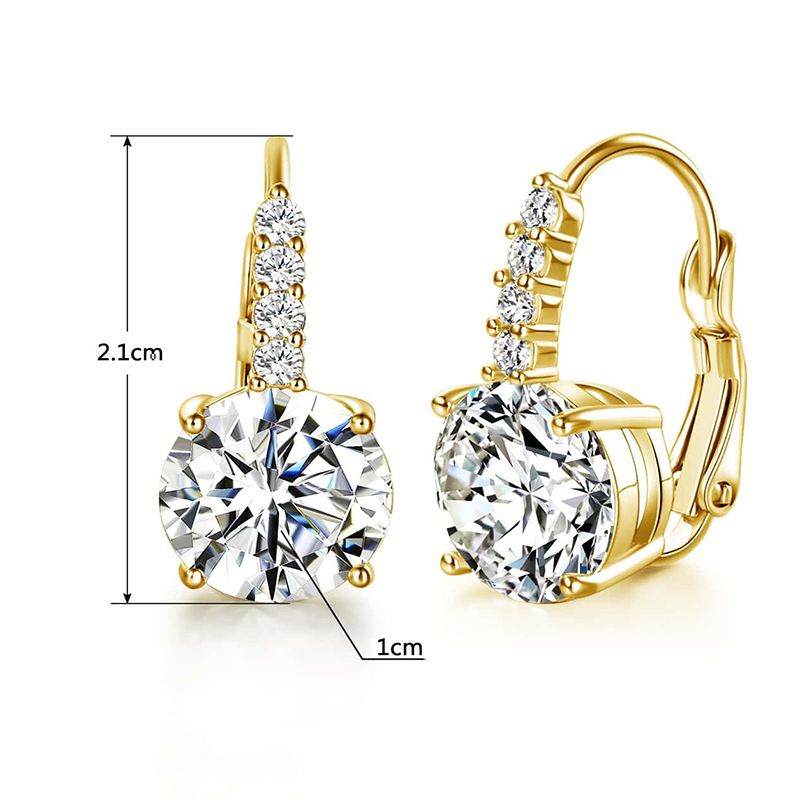 1 Pair Elegant Simple Style Shiny Round Inlay Copper Zircon Gold Plated Earrings display picture 2
