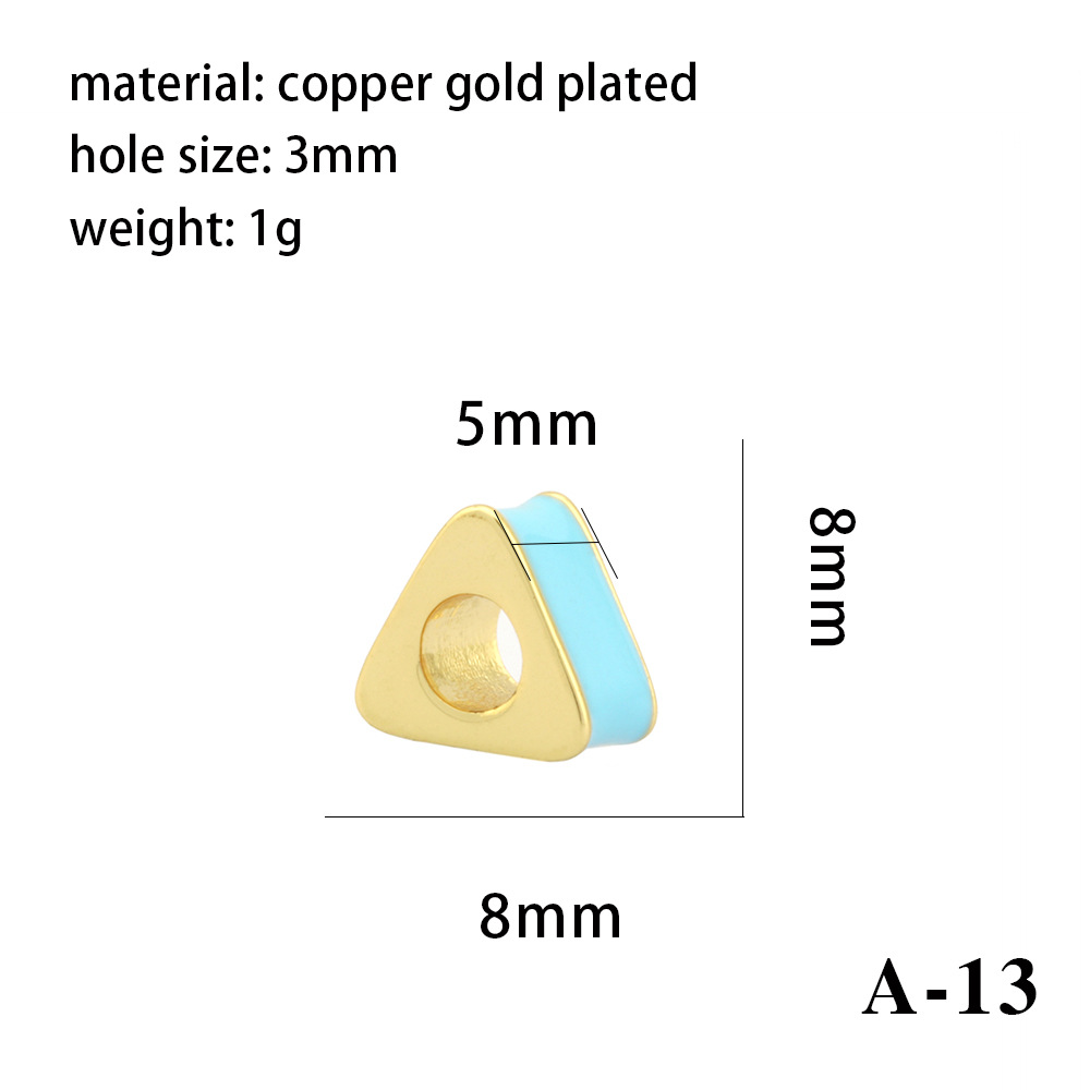 1 Piece Diameter 6 Mm Diameter 8mm Copper 18K Gold Plated Triangle Pentagram Heart Shape Polished Beads Chain display picture 18