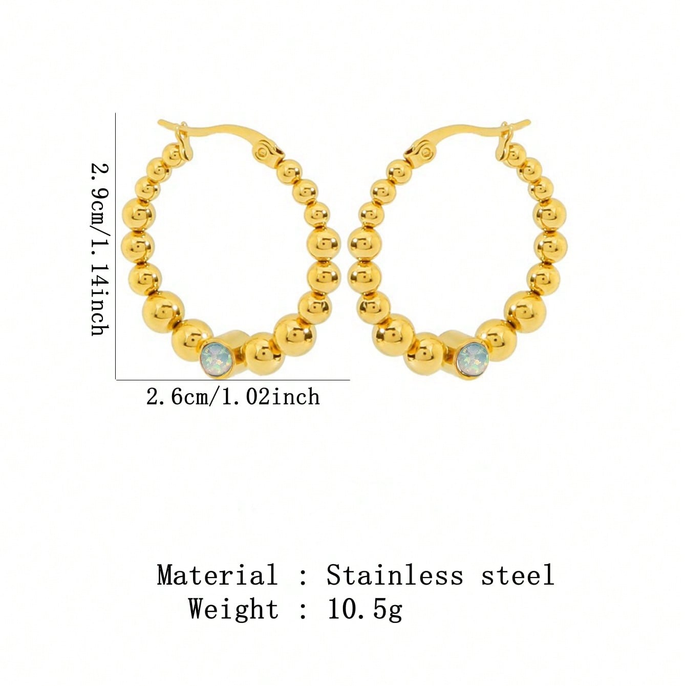 1 Pair Vacation Commute Solid Color Plating Inlay 304 Stainless Steel Artificial Rhinestones 18K Gold Plated Hoop Earrings display picture 9