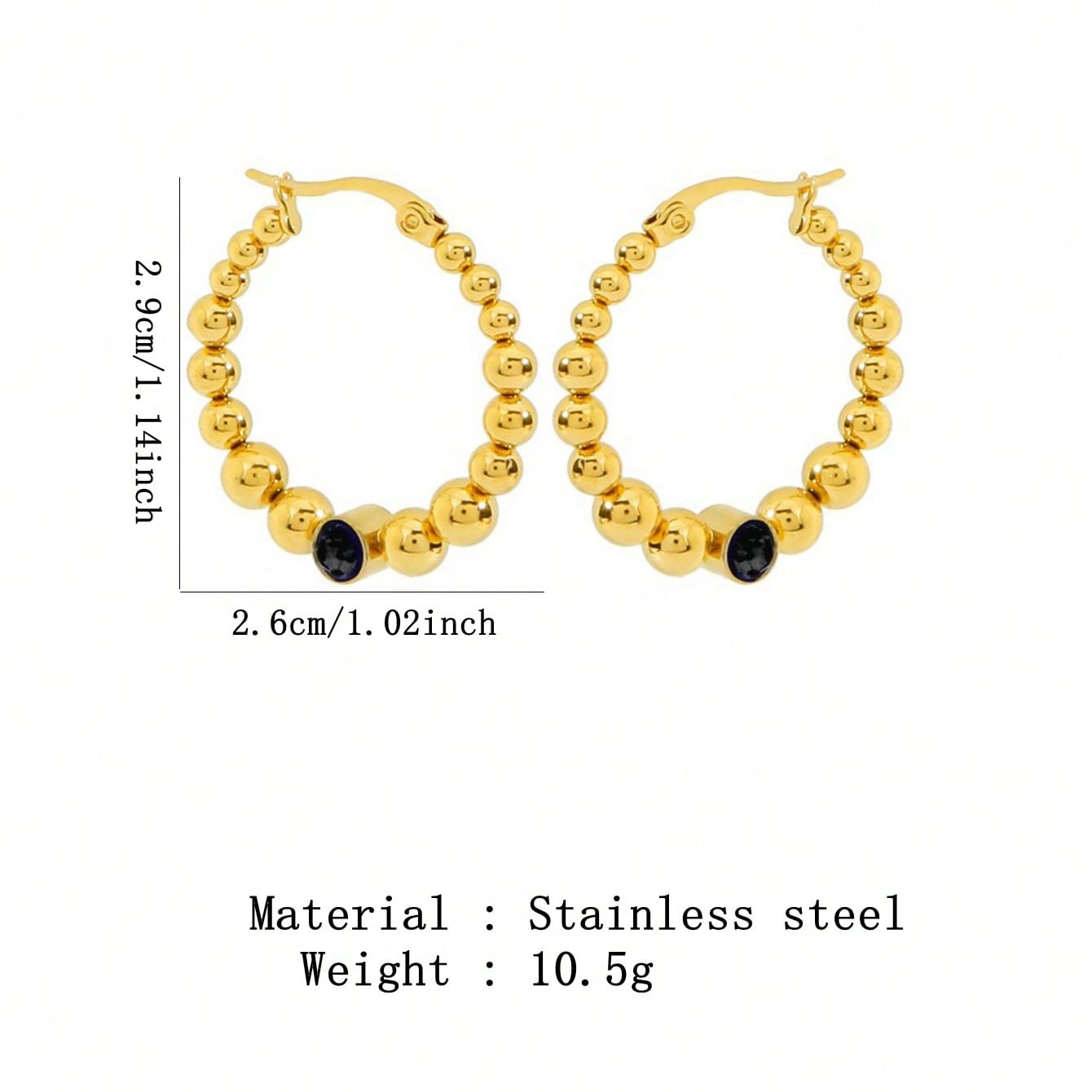 1 Pair Vacation Commute Solid Color Plating Inlay 304 Stainless Steel Artificial Rhinestones 18K Gold Plated Hoop Earrings display picture 10