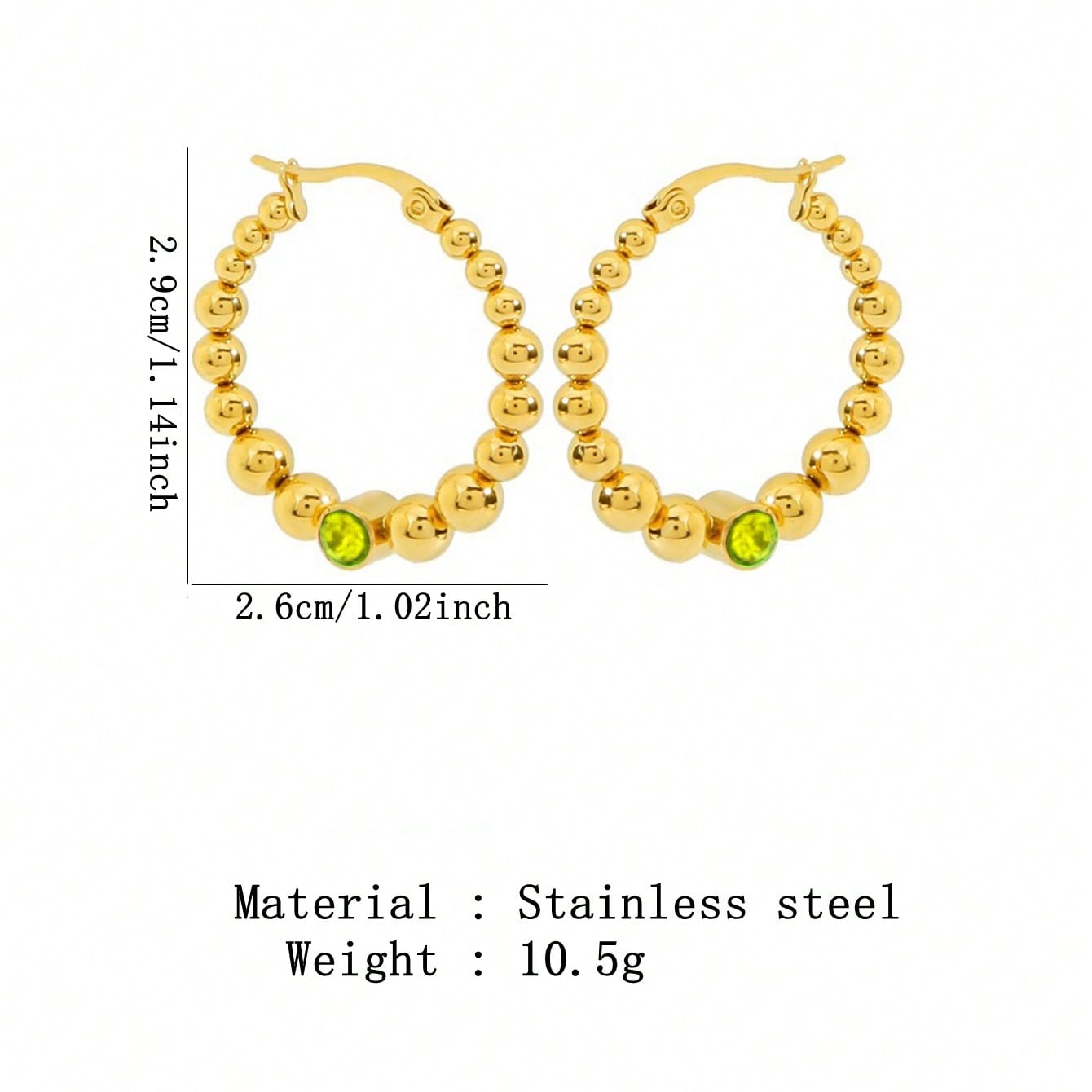 1 Pair Vacation Commute Solid Color Plating Inlay 304 Stainless Steel Artificial Rhinestones 18K Gold Plated Hoop Earrings display picture 11