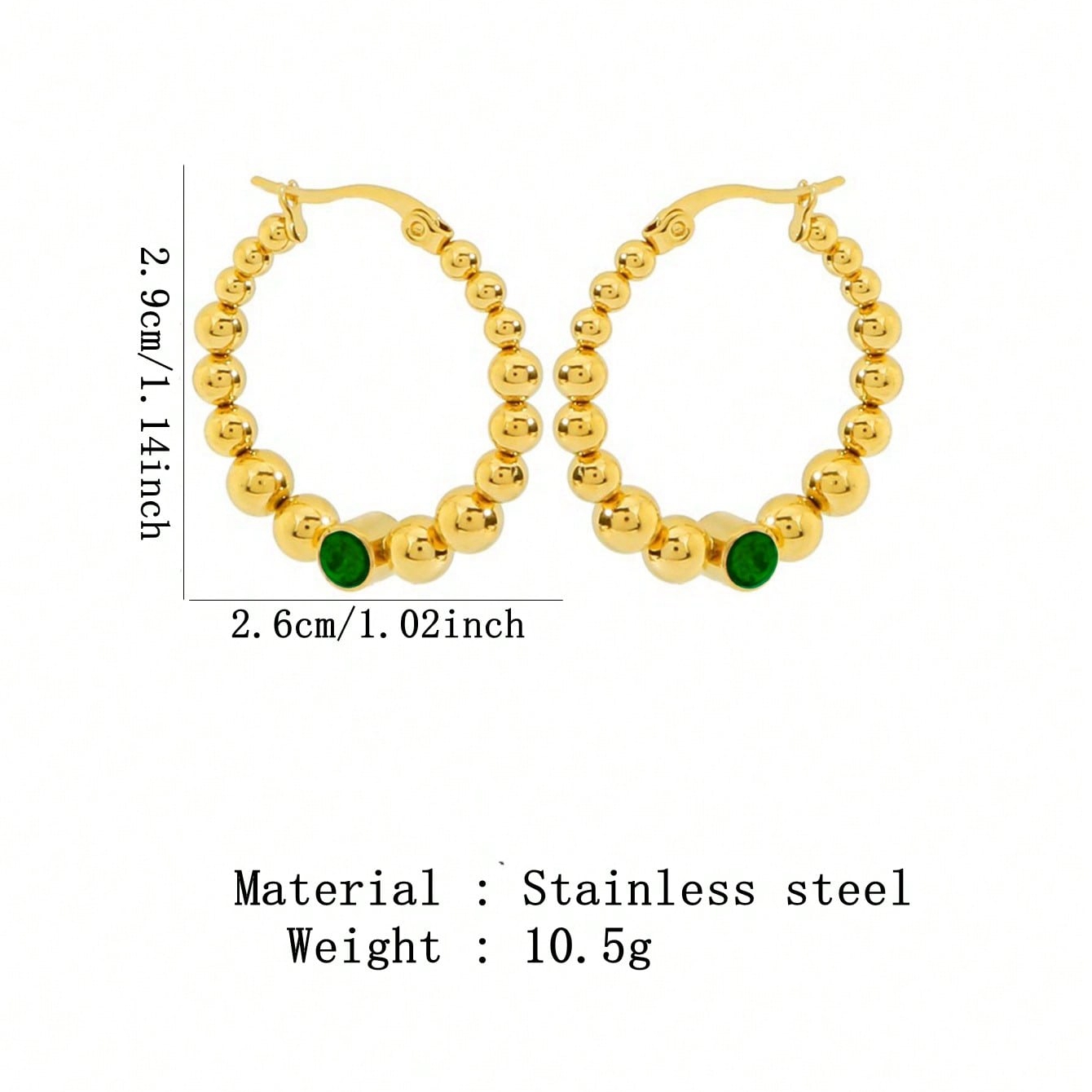 1 Pair Vacation Commute Solid Color Plating Inlay 304 Stainless Steel Artificial Rhinestones 18K Gold Plated Hoop Earrings display picture 12