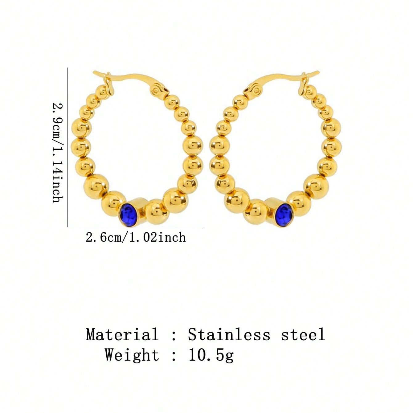 1 Pair Vacation Commute Solid Color Plating Inlay 304 Stainless Steel Artificial Rhinestones 18K Gold Plated Hoop Earrings display picture 13