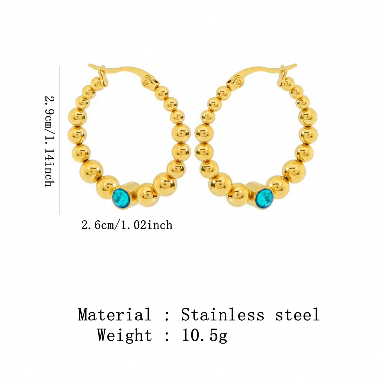 1 Pair Vacation Commute Solid Color Plating Inlay 304 Stainless Steel Artificial Rhinestones 18K Gold Plated Hoop Earrings display picture 14