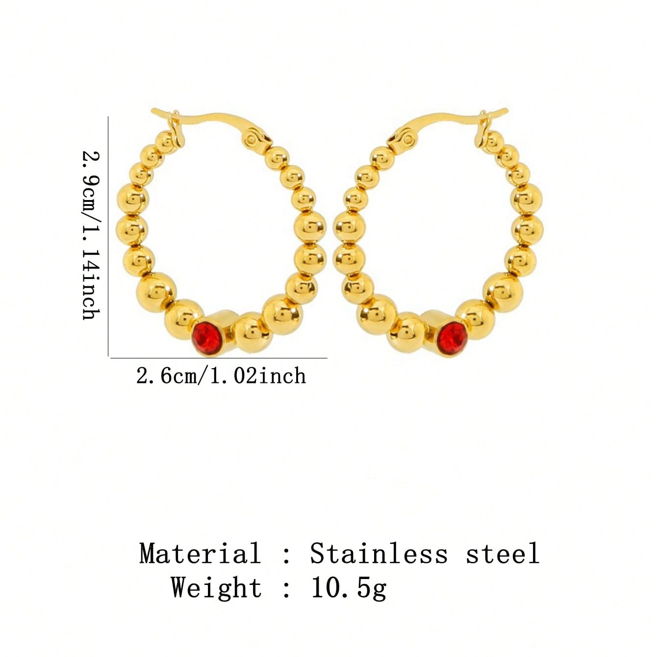 1 Pair Vacation Commute Solid Color Plating Inlay 304 Stainless Steel Artificial Rhinestones 18K Gold Plated Hoop Earrings display picture 15