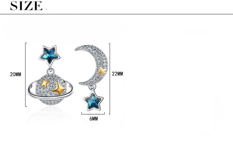 1 Paire Dame Style Moderne Style Classique Star Lune Incruster Le Cuivre Zircon Boucles D'Oreilles display picture 1