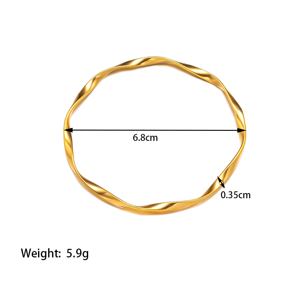 Vacation Simple Style Streetwear Geometric 304 Stainless Steel 18K Gold Plated Bangle In Bulk display picture 3