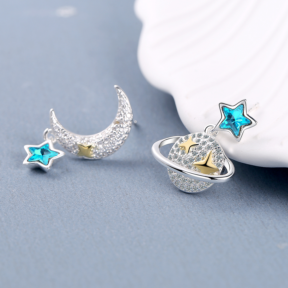 1 Paire Dame Style Moderne Style Classique Star Lune Incruster Le Cuivre Zircon Boucles D'Oreilles display picture 8