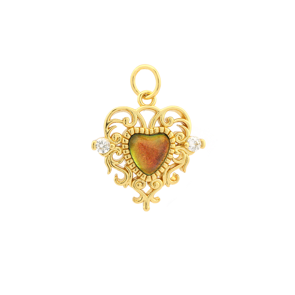 1 Piece Copper Artificial Crystal 18K Gold Plated Heart Shape Polished Pendant Chain display picture 11