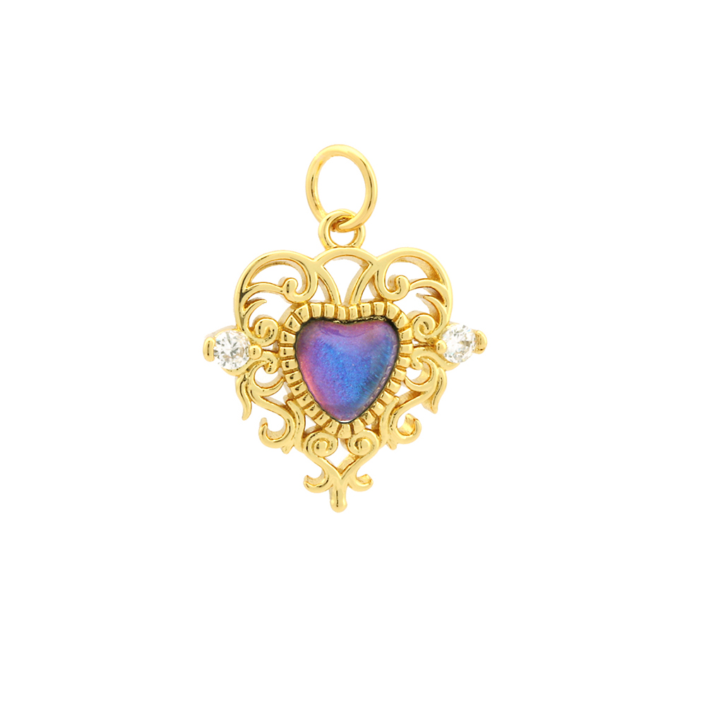1 Piece Copper Artificial Crystal 18K Gold Plated Heart Shape Polished Pendant Chain display picture 12