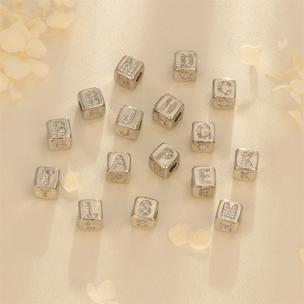 1 Piece Diameter 9mm Copper Zircon 18K Gold Plated Letter Polished Beads Chain display picture 7