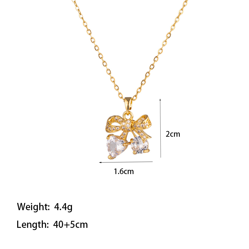 Wholesale Elegant Artistic Commute Moon Dolphin Bow Knot 304 Stainless Steel Polishing Inlay 18K Gold Plated Acrylic Artificial Rhinestones Pendant Necklace display picture 7