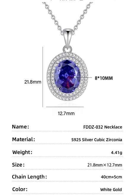 Sterling Silver Elegant Lady Streetwear Inlay Oval Zircon Pendant Necklace display picture 6