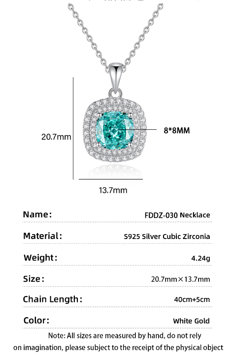 Argent Sterling Élégant Dame Style Moderne Incruster Carré Zircon Pendentif display picture 6