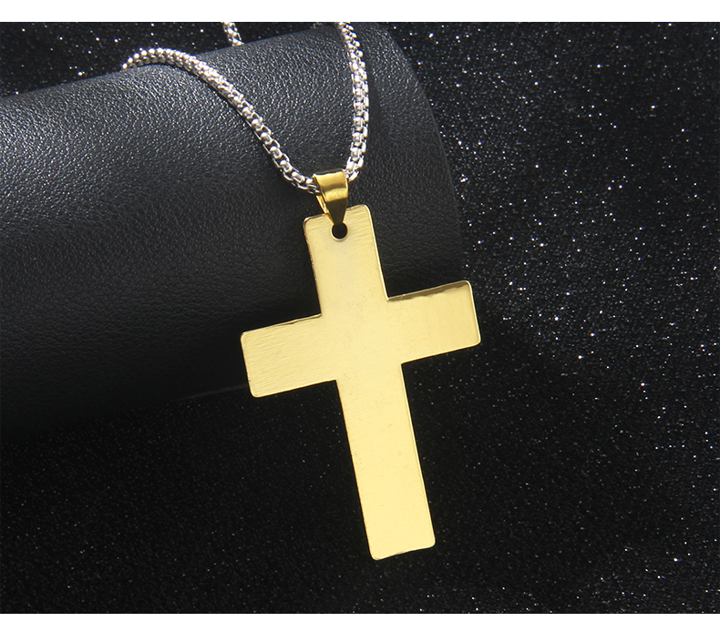 Wholesale Jewelry Retro Commute Cross 201 Stainless Steel Zinc Alloy Rhinestones Gold Plated Inlay Pendant Necklace display picture 4