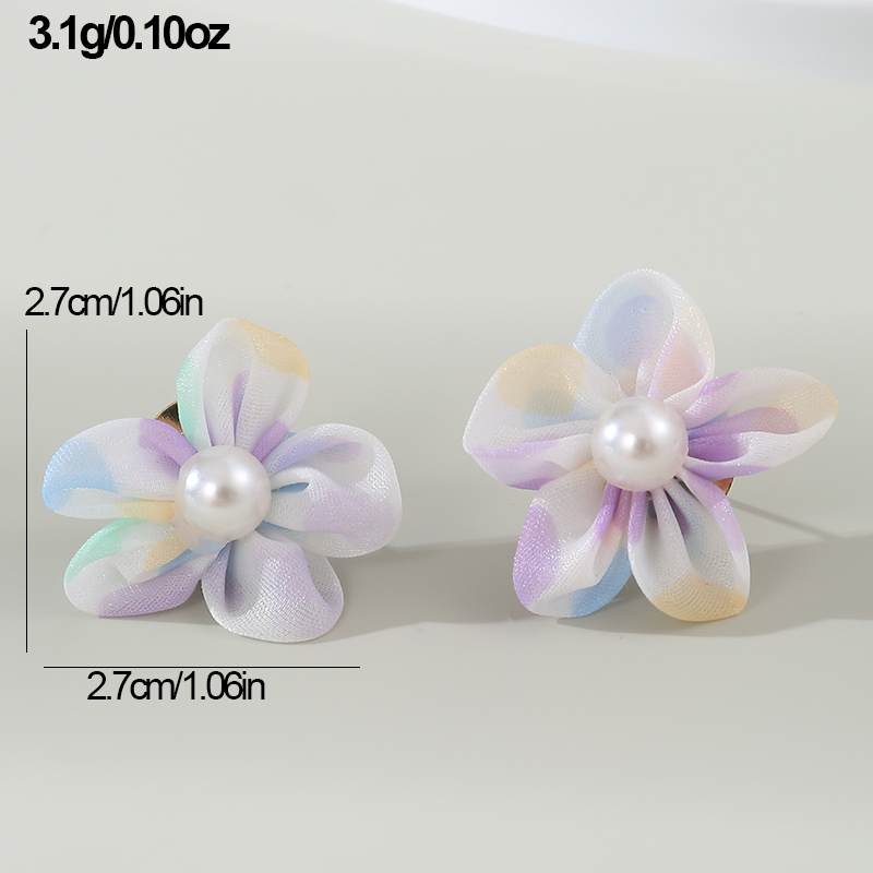 1 Pair Cute Lady Sweet Flower Inlay Cloth Artificial Pearls Ear Studs display picture 28