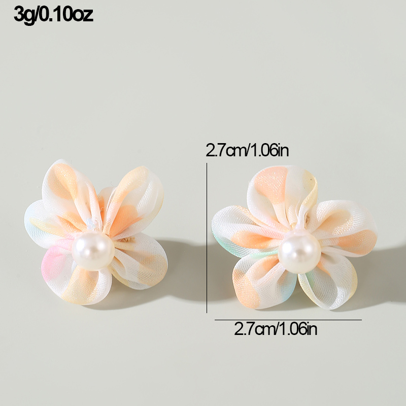 1 Pair Cute Lady Sweet Flower Inlay Cloth Artificial Pearls Ear Studs display picture 11