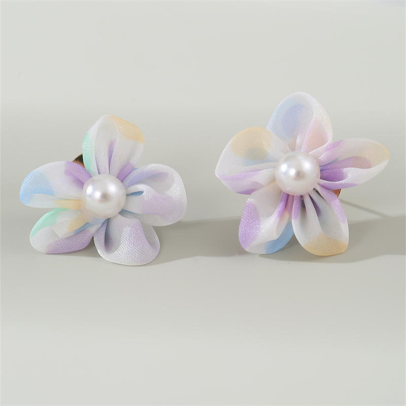 1 Paar Süß Dame Süss Blume Inlay Tuch Künstliche Perlen Ohrstecker display picture 23