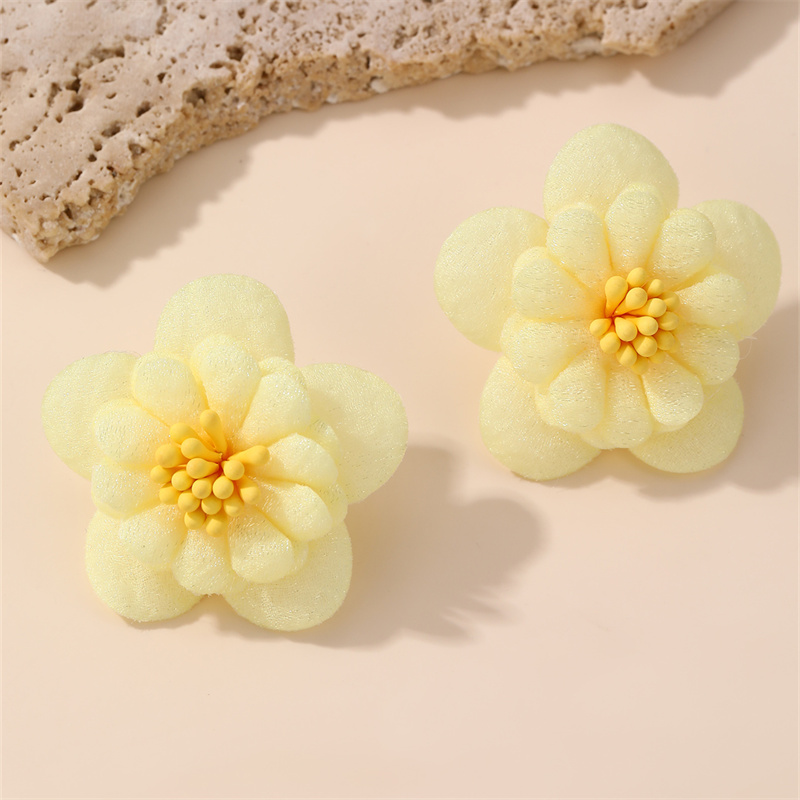 1 Pair Cute Lady Sweet Flower Inlay Cloth Artificial Pearls Ear Studs display picture 35