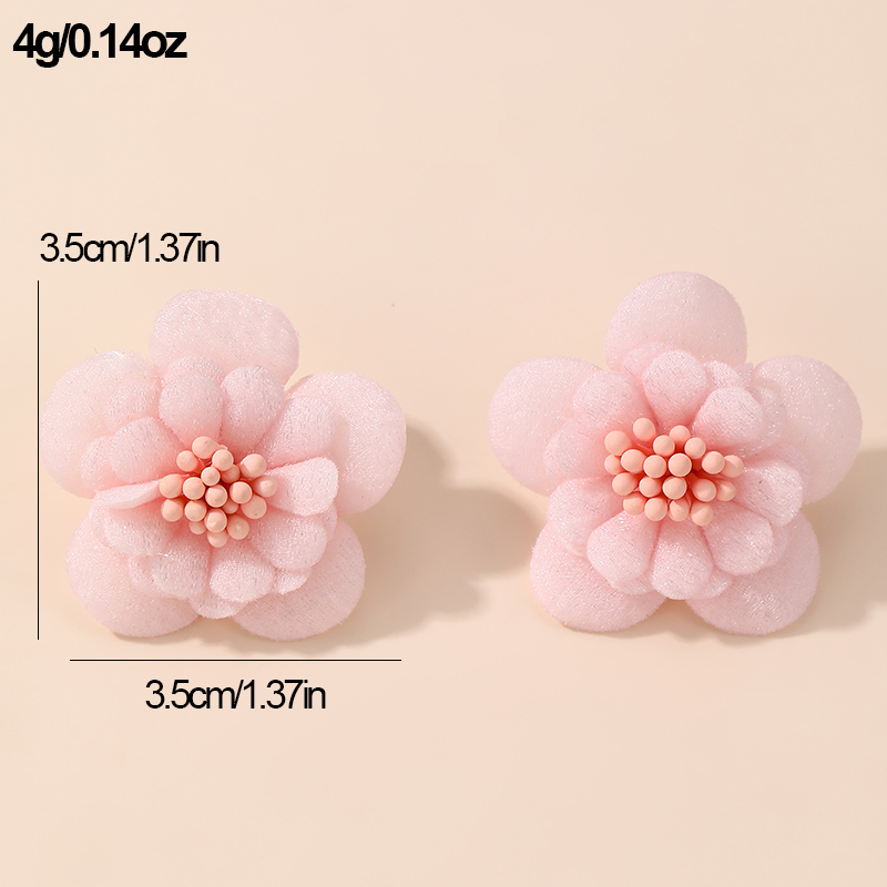 1 Pair Cute Lady Sweet Flower Inlay Cloth Artificial Pearls Ear Studs display picture 31