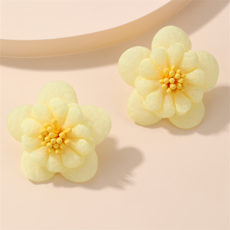 1 Pair Cute Lady Sweet Flower Inlay Cloth Artificial Pearls Ear Studs display picture 36