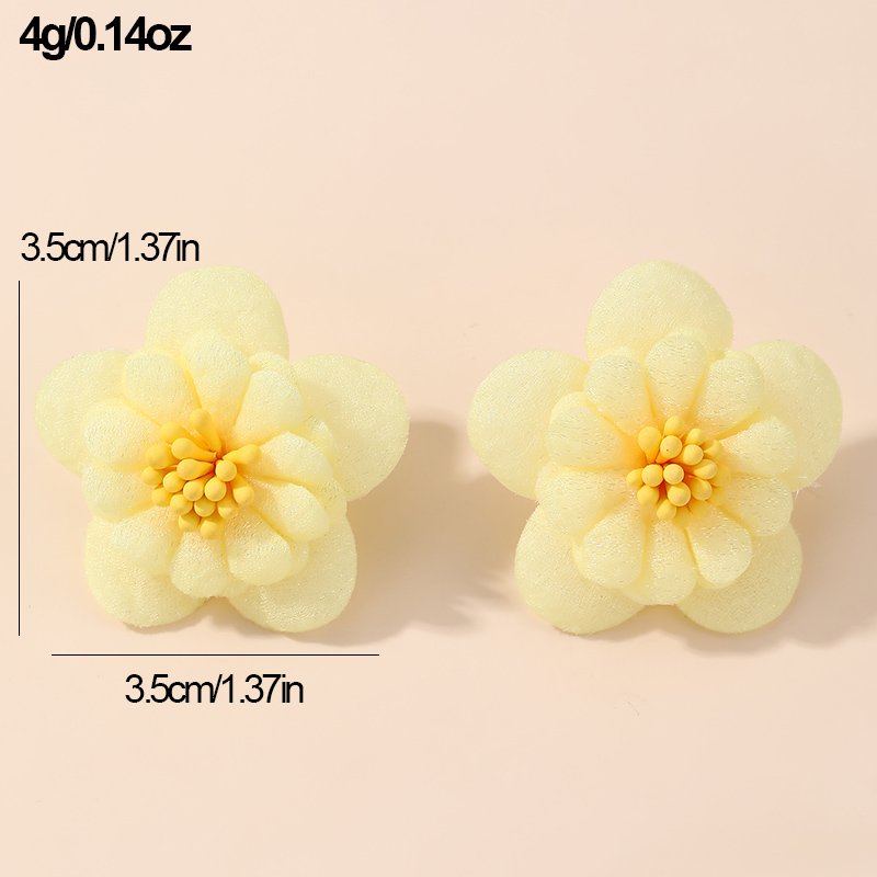 1 Pair Cute Lady Sweet Flower Inlay Cloth Artificial Pearls Ear Studs display picture 40