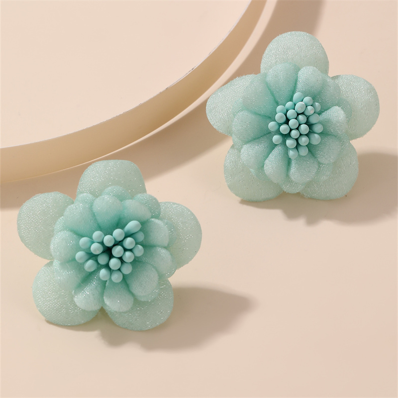 1 Pair Cute Lady Sweet Flower Inlay Cloth Artificial Pearls Ear Studs display picture 45