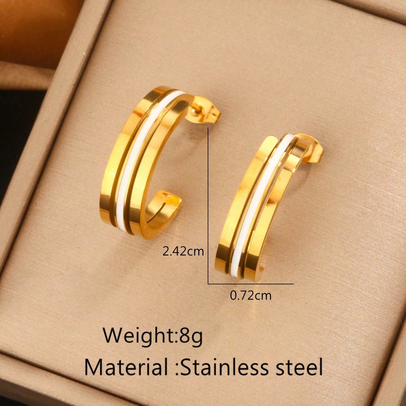 1 Pair Simple Style Classic Style Color Block Plating Inlay 304 Stainless Steel Artificial Rhinestones Resin 18K Gold Plated Ear Studs display picture 9
