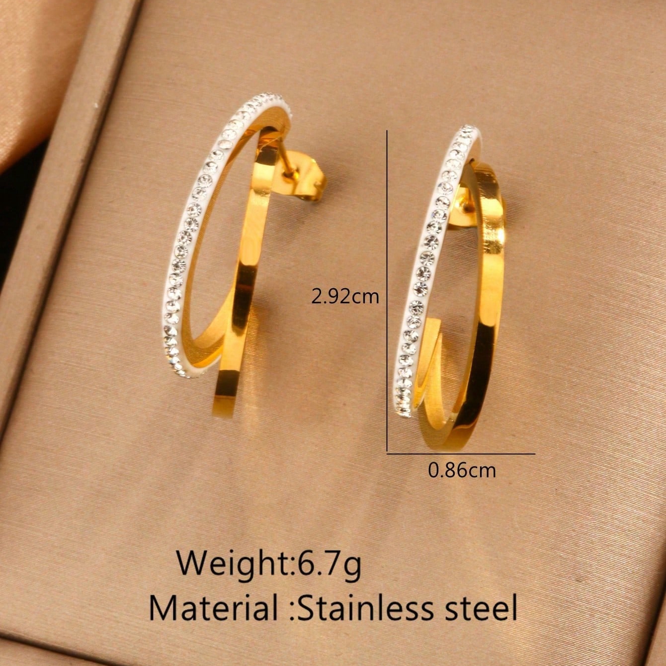 1 Pair Simple Style Classic Style Color Block Plating Inlay 304 Stainless Steel Artificial Rhinestones Resin 18K Gold Plated Ear Studs display picture 8